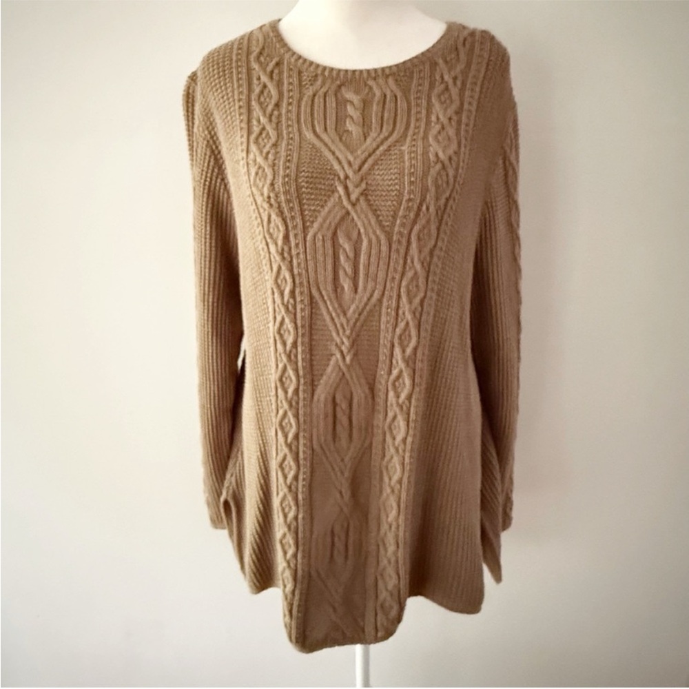 Vintage Women Cable Knit Fisherman Sweater XL Coastal Woodland Cottage Classic‎